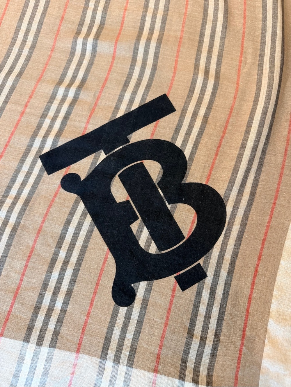 Burberry Beige Stripe Monogram Scarf - Picture 6 of 7